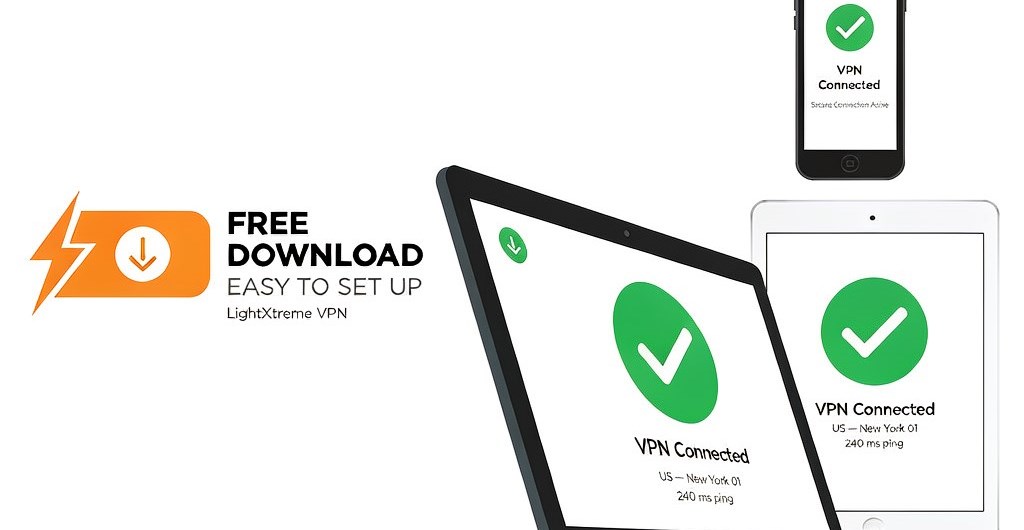 LightXtreme VPN client: unlimited data and speed, over 2,200 servers stretching across 70+ countries, multiple devices online at once